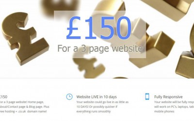 The 3 page website for £150 offer is back!